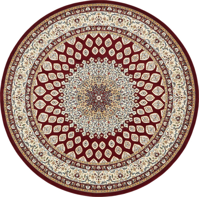 Burgundy 10' x 10' Narenj Round Area Rug 85% Polypropylene & 15% Polyester Traditional Classic Carpet for Living, Dining, Bedrooms, Office for Sale at Rug Engine