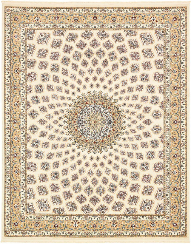 Ivory 7' 10 x 10' Narenj Rectangle Area Rug 85% Polypropylene & 15% Polyester Traditional Classic Carpet for Living, Dining, Bedrooms, Office for Sale at Rug Engine
