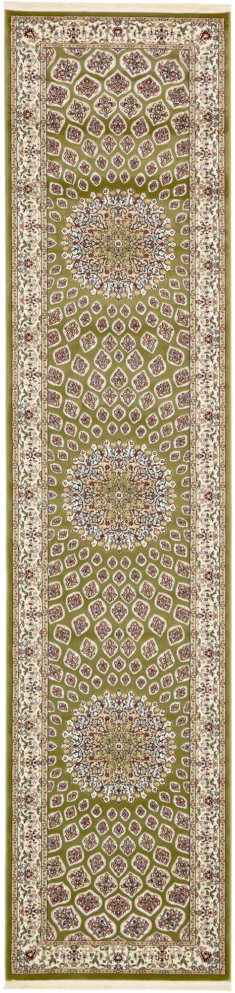 Green 3' x 13' 1 Narenj Runner Area Rug 85% Polypropylene & 15% Polyester Traditional Classic Carpet for Living, Dining, Bedrooms, Office for Sale at Rug Engine