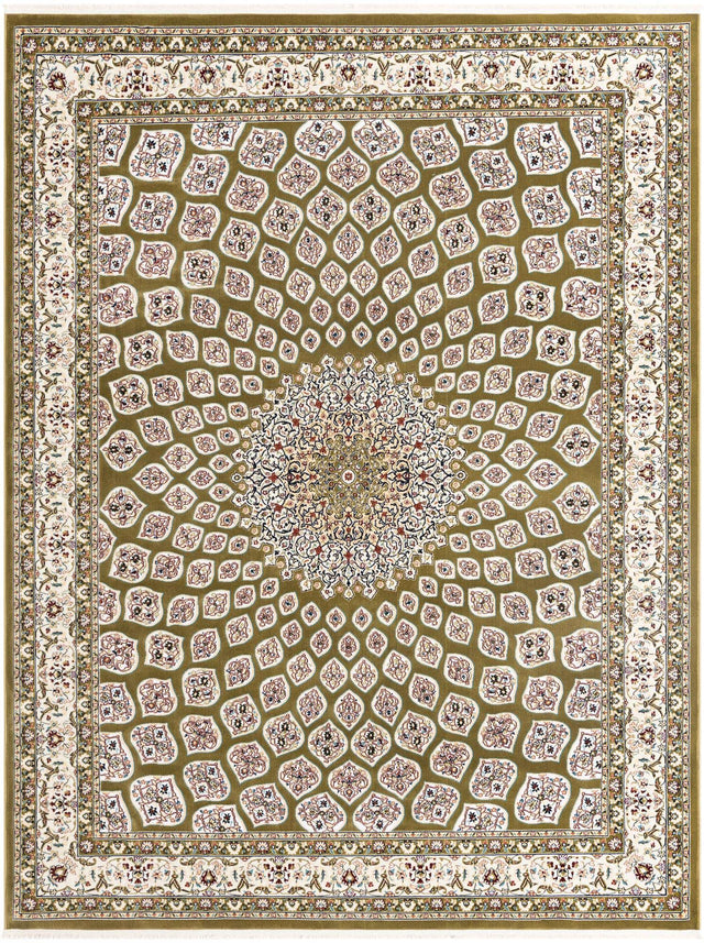 Green 7' 10 x 10' Narenj Rectangle Area Rug 85% Polypropylene & 15% Polyester Traditional Classic Carpet for Living, Dining, Bedrooms, Office for Sale at Rug Engine