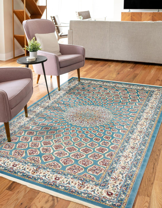 Blue 5' 1 x 8' Narenj Rectangle Area Rug 85% Polypropylene & 15% Polyester Traditional Classic Carpet for Living, Dining, Bedrooms, Office for Sale at Rug Engine