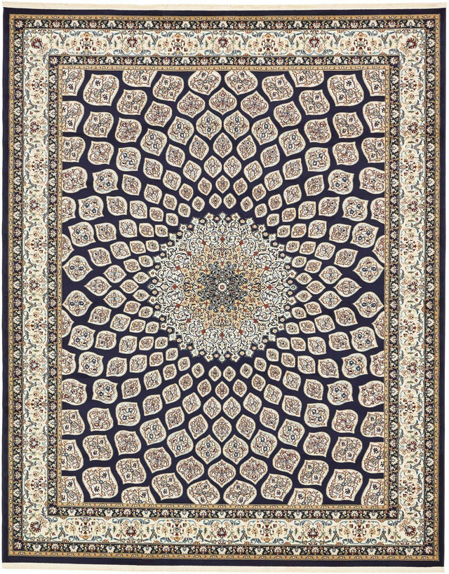 Navy Blue 7' 10 x 10' Narenj Rectangle Area Rug 85% Polypropylene & 15% Polyester Traditional Classic Carpet for Living, Dining, Bedrooms, Office for Sale at Rug Engine
