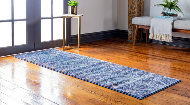 Navy Blue 2' 2 x 6' 9 Augustus Runner Area Rug 70% Polypropylene & 30% Polyester With Cotton Backing Easy Clean Home Decor Carpet for Sale at Rug Engine