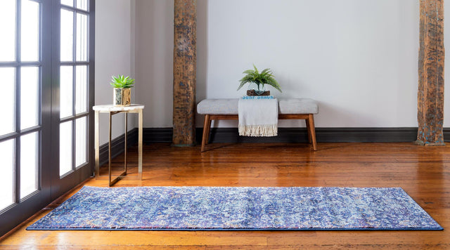 Navy Blue 2' 2 x 6' 9 Augustus Runner Area Rug 70% Polypropylene & 30% Polyester With Cotton Backing Easy Clean Home Decor Carpet for Sale at Rug Engine