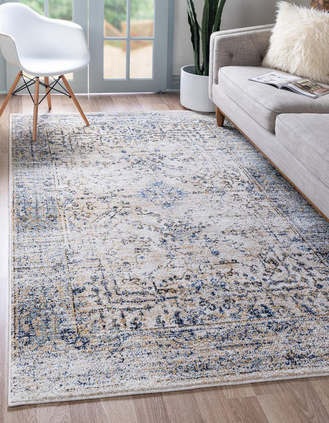 Cream 5' 1 x 8' Augustus Rectangle Area Rug 70% Polypropylene & 30% Polyester With Cotton Backing Easy Clean Home Decor Carpet for Sale at Rug Engine