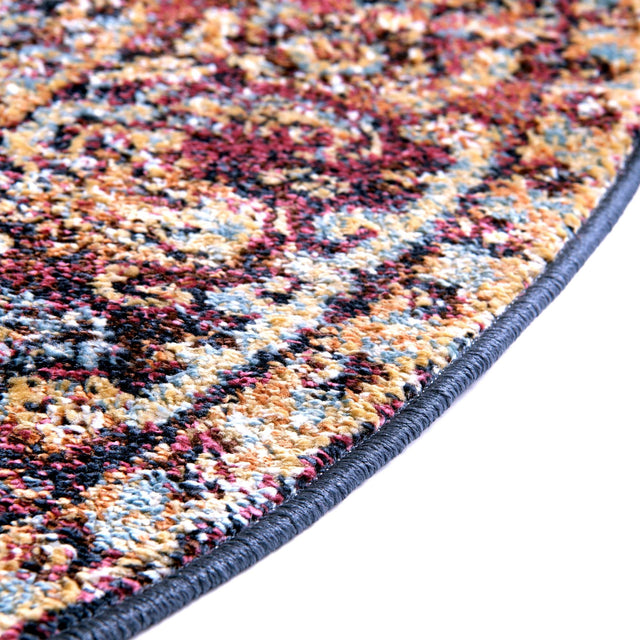 Rust Red 5' x 5' Augustus Round Area Rug 70% Polypropylene & 30% Polyester With Cotton Backing Easy Clean Home Decor Carpet for Sale at Rug Engine