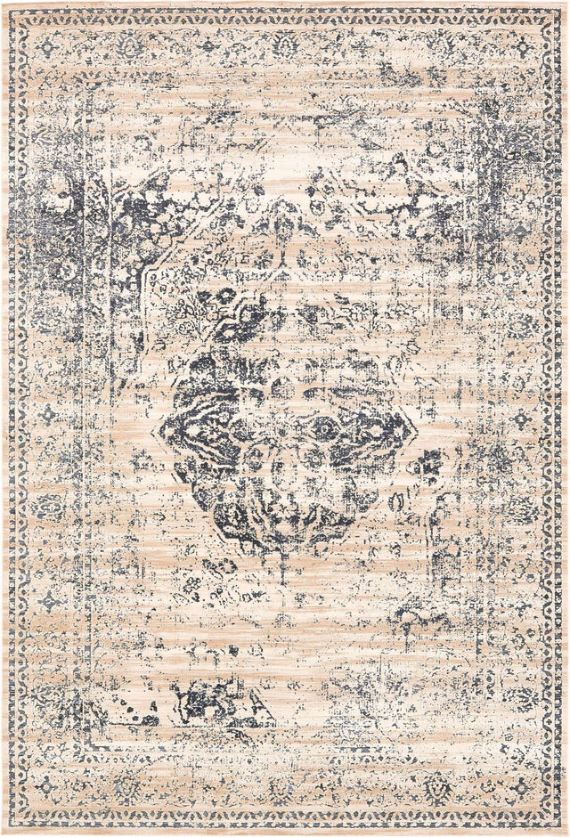 Dark Blue 10' x 14' 5 Chateau Rectangle Area Rug 85% Polypropylene & 15% Chenille With Cotton Backing Traditional Vintage Distressed Carpet for Classical Interior Design Decorating for Sale at Rug Engine