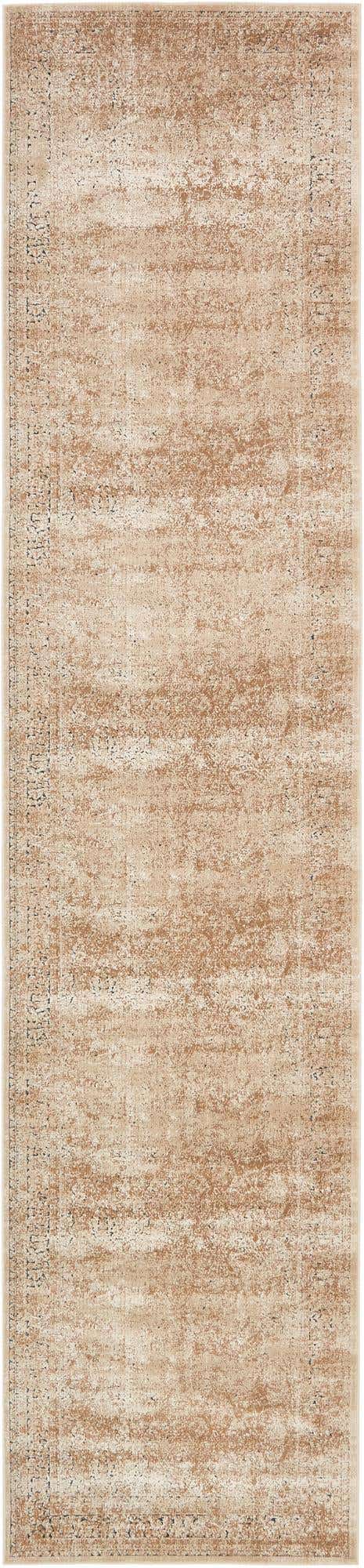 Beige 3' 1 x 13' 1 Chateau Runner Area Rug 85% Polypropylene & 15% Chenille With Cotton Backing Traditional Vintage Distressed Carpet for Classical Interior Design Decorating for Sale at Rug Engine