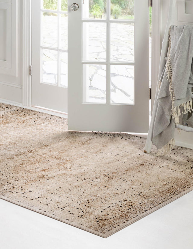 Beige 5' 3 x 8' Chateau Rectangle Area Rug 85% Polypropylene & 15% Chenille With Cotton Backing Traditional Vintage Distressed Carpet for Classical Interior Design Decorating for Sale at Rug Engine