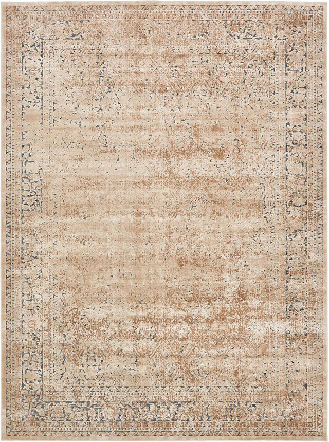 Beige 9' x 12' Chateau Rectangle Area Rug 85% Polypropylene & 15% Chenille With Cotton Backing Traditional Vintage Distressed Carpet for Classical Interior Design Decorating for Sale at Rug Engine