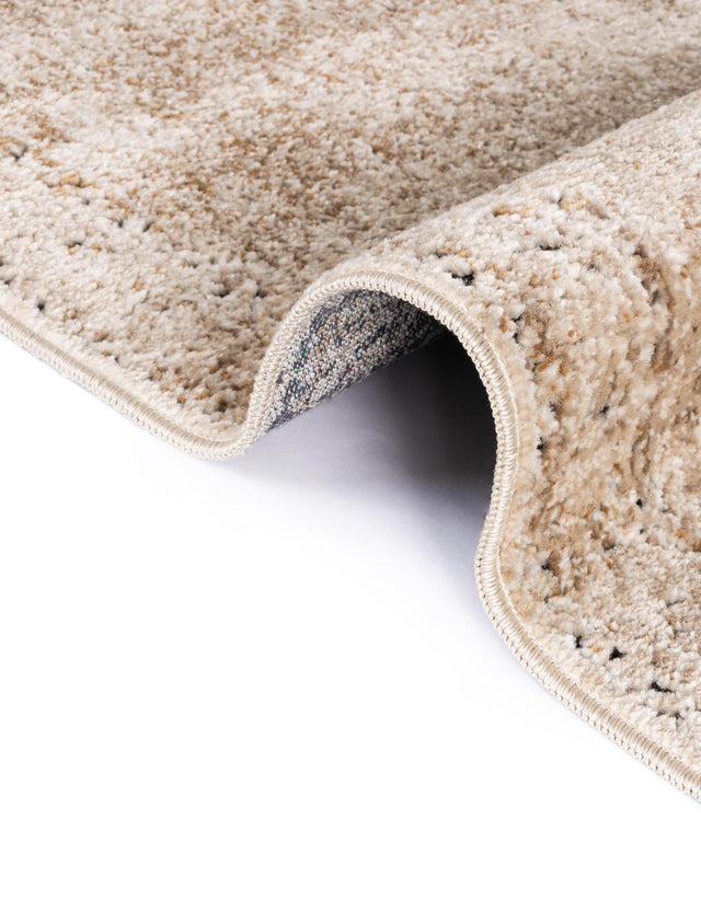 Beige 4' 1 x 4' 1 Chateau Round Area Rug 85% Polypropylene & 15% Chenille With Cotton Backing Traditional Vintage Distressed Carpet for Classical Interior Design Decorating for Sale at Rug Engine