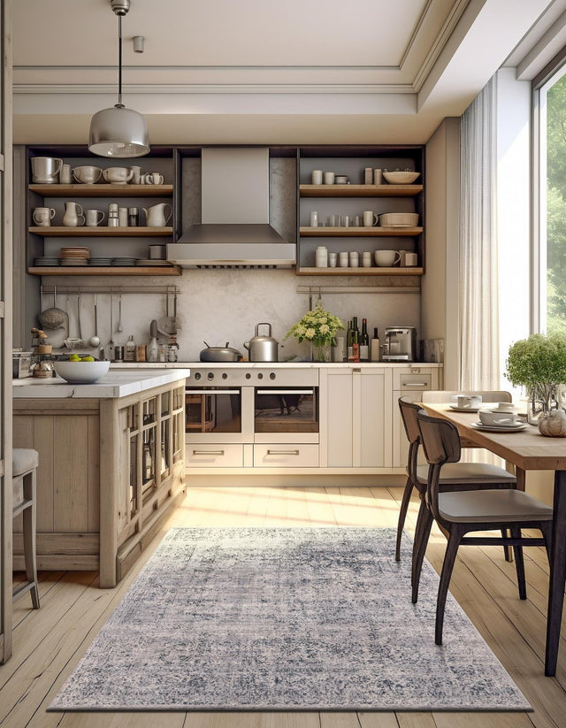 Blue Gray 10' x 14' 5 Chateau Rectangle Area Rug 85% Polypropylene & 15% Chenille With Cotton Backing Traditional Vintage Distressed Carpet for Classical Interior Design Decorating for Sale at Rug Engine