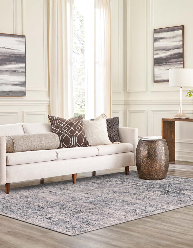 Blue Gray 5' 3 x 8' Chateau Rectangle Area Rug 85% Polypropylene & 15% Chenille With Cotton Backing Traditional Vintage Distressed Carpet for Classical Interior Design Decorating for Sale at Rug Engine