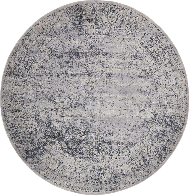 Blue Gray 7' 10 x 7' 10 Chateau Round Area Rug 85% Polypropylene & 15% Chenille With Cotton Backing Traditional Vintage Distressed Carpet for Classical Interior Design Decorating for Sale at Rug Engine