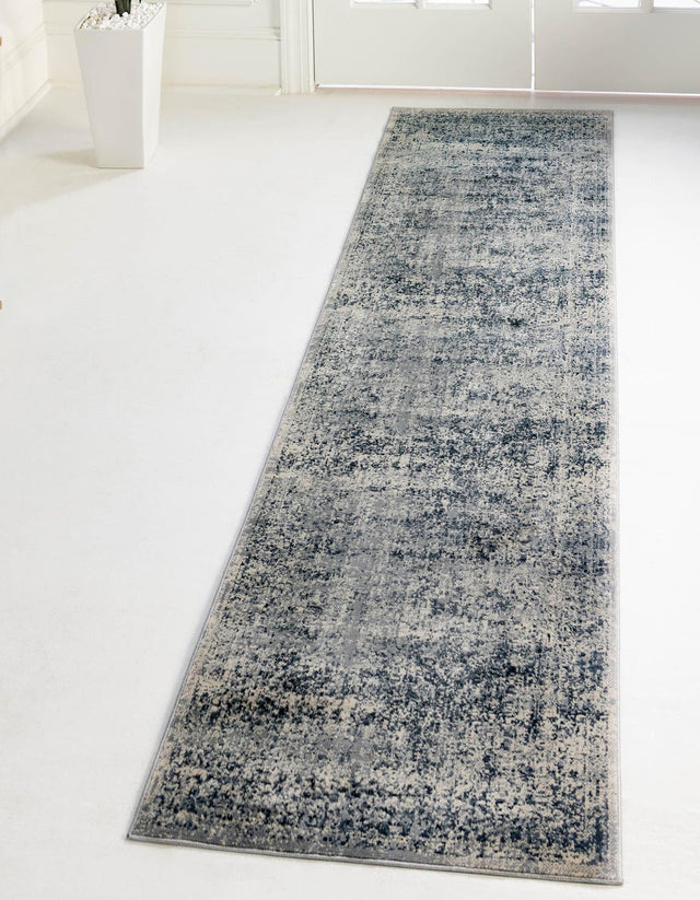 Blue Gray 3' 1 x 13' 1 Chateau Runner Area Rug 85% Polypropylene & 15% Chenille With Cotton Backing Traditional Vintage Distressed Carpet for Classical Interior Design Decorating for Sale at Rug Engine