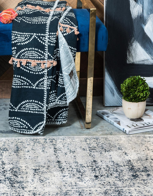 Blue Gray 2' x 8' Chateau Runner Area Rug 85% Polypropylene & 15% Chenille With Cotton Backing Traditional Vintage Distressed Carpet for Classical Interior Design Decorating for Sale at Rug Engine