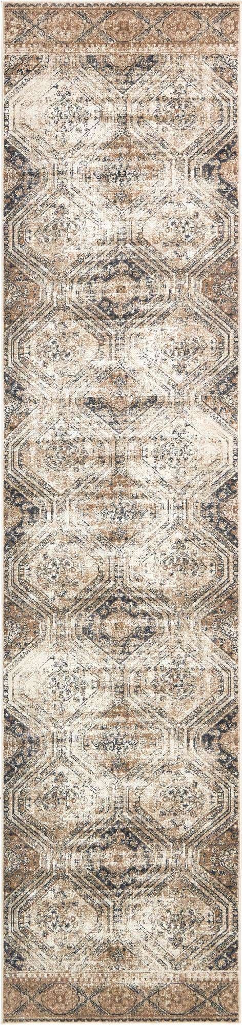 Blue Beige 3' 1 x 13' 1 Chateau Runner Area Rug 85% Polypropylene & 15% Chenille With Cotton Backing Traditional Vintage Distressed Carpet for Classical Interior Design Decorating for Sale at Rug Engine