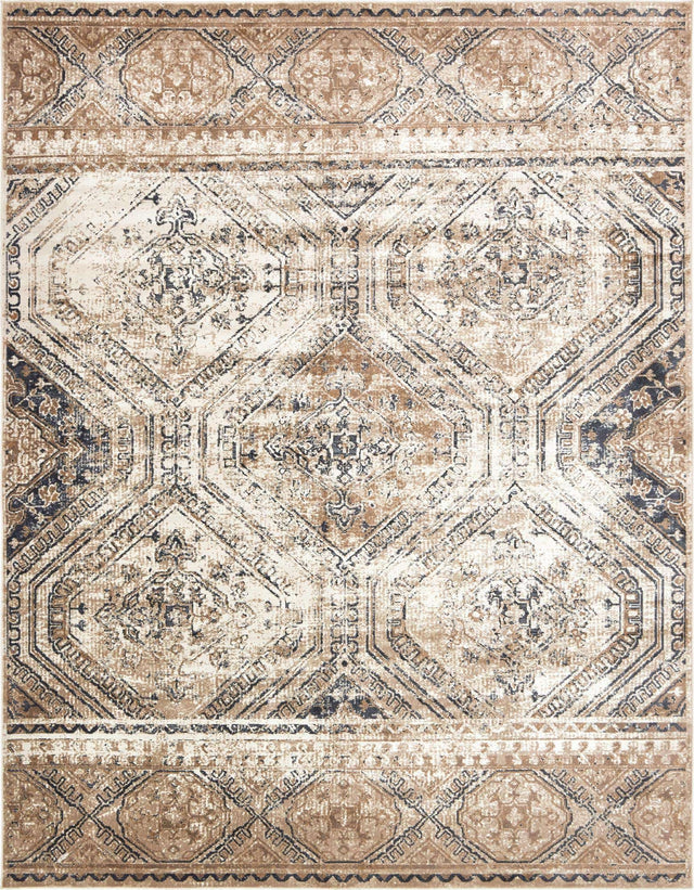 Blue Beige 7' 10 x 10' Chateau Rectangle Area Rug 85% Polypropylene & 15% Chenille With Cotton Backing Traditional Vintage Distressed Carpet for Classical Interior Design Decorating for Sale at Rug Engine
