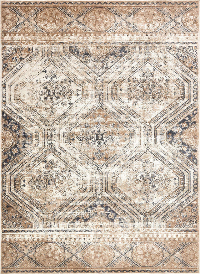 Blue Beige 9' x 12' Chateau Rectangle Area Rug 85% Polypropylene & 15% Chenille With Cotton Backing Traditional Vintage Distressed Carpet for Classical Interior Design Decorating for Sale at Rug Engine