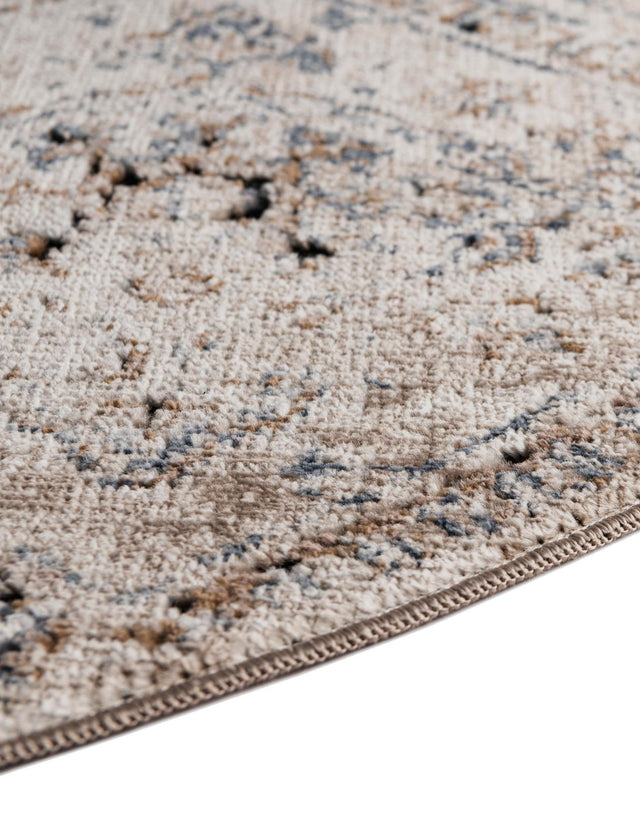 Blue Beige 7' 10 x 7' 10 Chateau Round Area Rug 85% Polypropylene & 15% Chenille With Cotton Backing Traditional Vintage Distressed Carpet for Classical Interior Design Decorating for Sale at Rug Engine