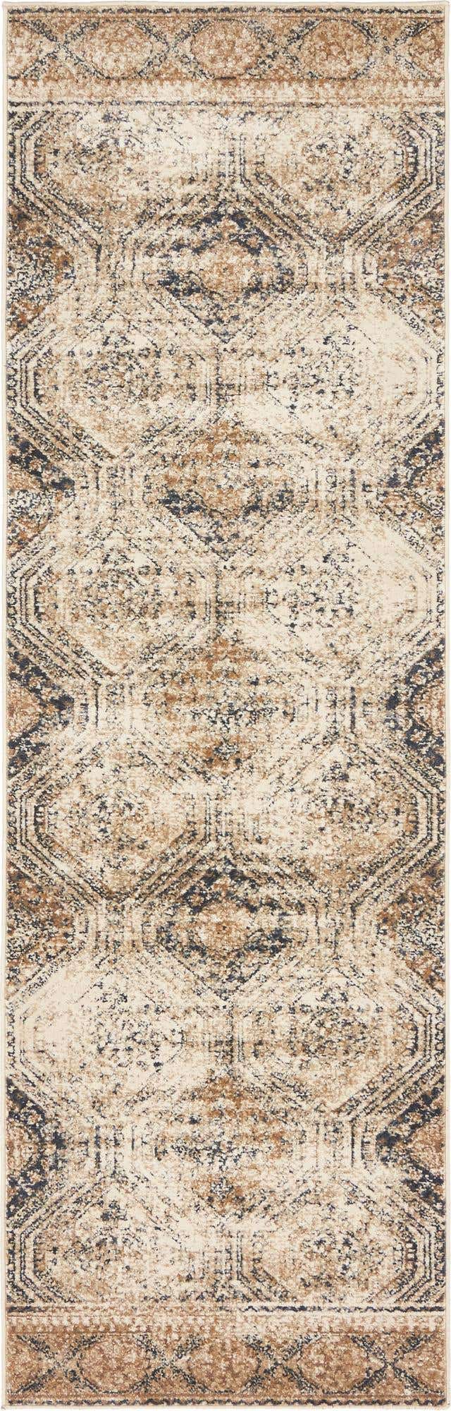 Blue Beige 2' x 6' 9 Chateau Runner Area Rug 85% Polypropylene & 15% Chenille With Cotton Backing Traditional Vintage Distressed Carpet for Classical Interior Design Decorating for Sale at Rug Engine