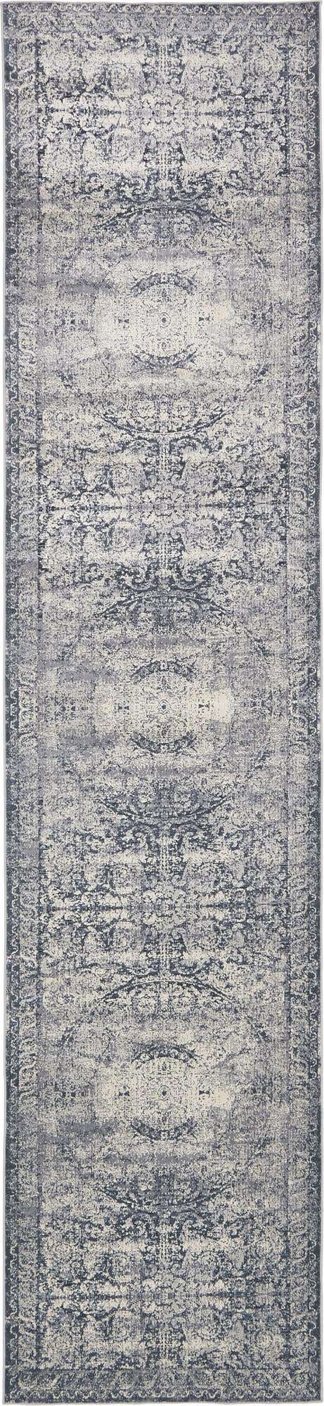 Dark Blue 3' 1 x 13' 1 Chateau Runner Area Rug 85% Polypropylene & 15% Chenille With Cotton Backing Traditional Vintage Distressed Carpet for Classical Interior Design Decorating for Sale at Rug Engine