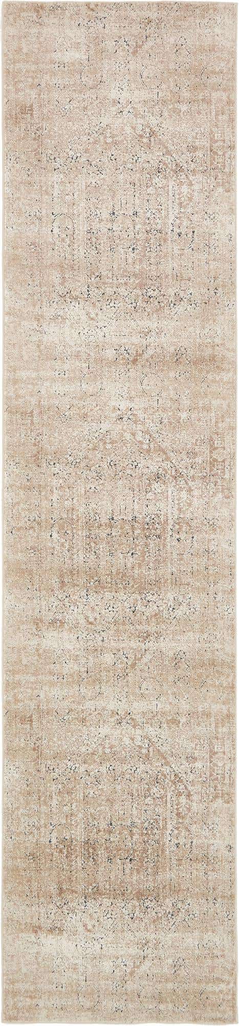 Beige 3' 1 x 13' 1 Chateau Runner Area Rug 85% Polypropylene & 15% Chenille With Cotton Backing Traditional Vintage Distressed Carpet for Classical Interior Design Decorating for Sale at Rug Engine