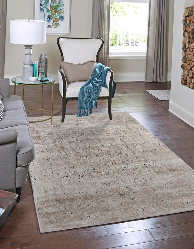 Beige 7' 1 x 10' Chateau Rectangle Area Rug 85% Polypropylene & 15% Chenille With Cotton Backing Traditional Vintage Distressed Carpet for Classical Interior Design Decorating for Sale at Rug Engine