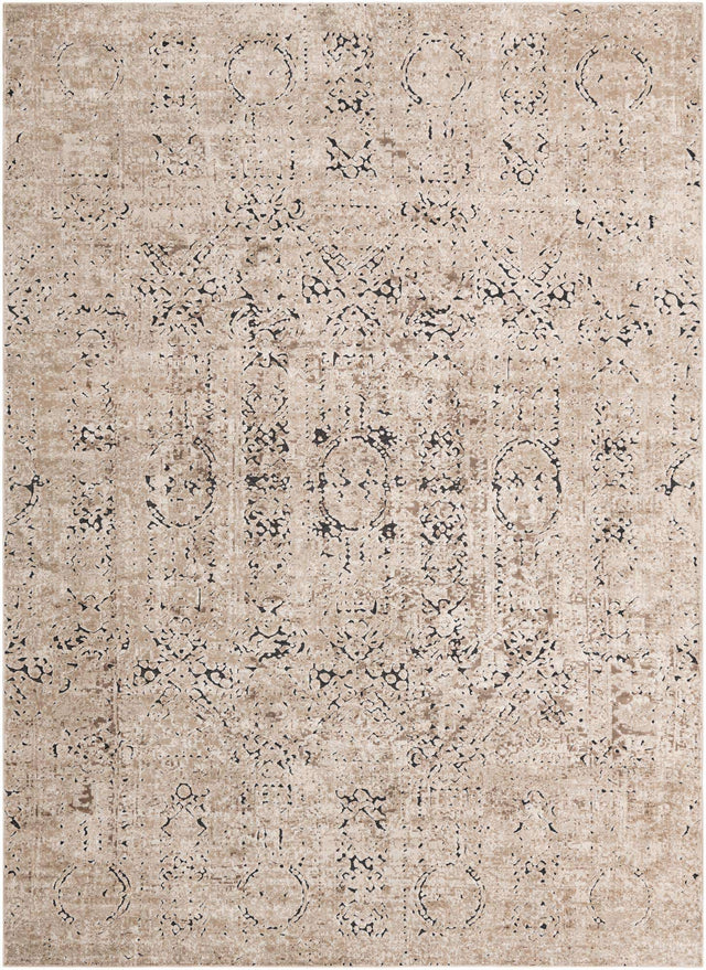 Beige 9' x 12' Chateau Rectangle Area Rug 85% Polypropylene & 15% Chenille With Cotton Backing Traditional Vintage Distressed Carpet for Classical Interior Design Decorating for Sale at Rug Engine