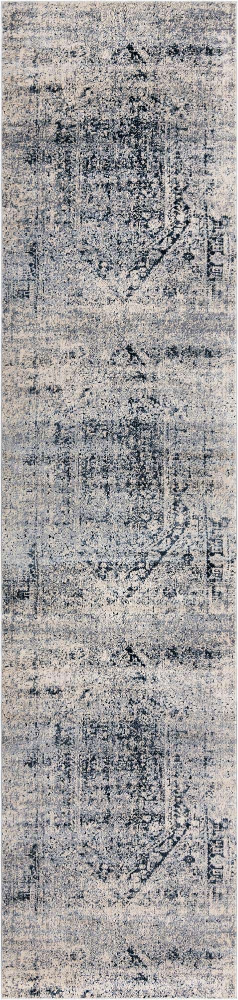 Gray 3' 1 x 13' 1 Chateau Runner Area Rug 85% Polypropylene & 15% Chenille With Cotton Backing Traditional Vintage Distressed Carpet for Classical Interior Design Decorating for Sale at Rug Engine