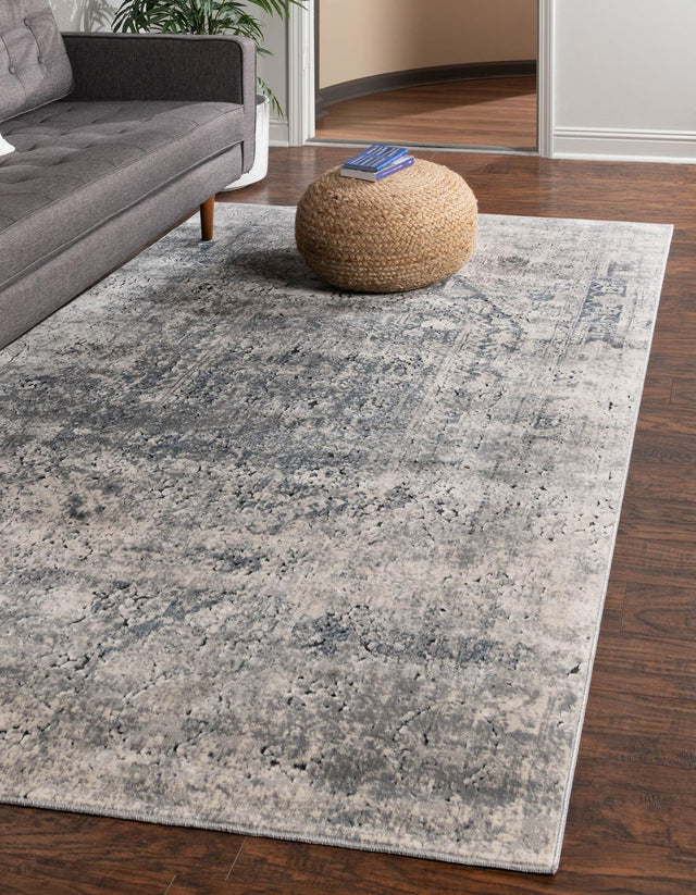 Gray 9' x 12' Chateau Rectangle Area Rug 85% Polypropylene & 15% Chenille With Cotton Backing Traditional Vintage Distressed Carpet for Classical Interior Design Decorating for Sale at Rug Engine