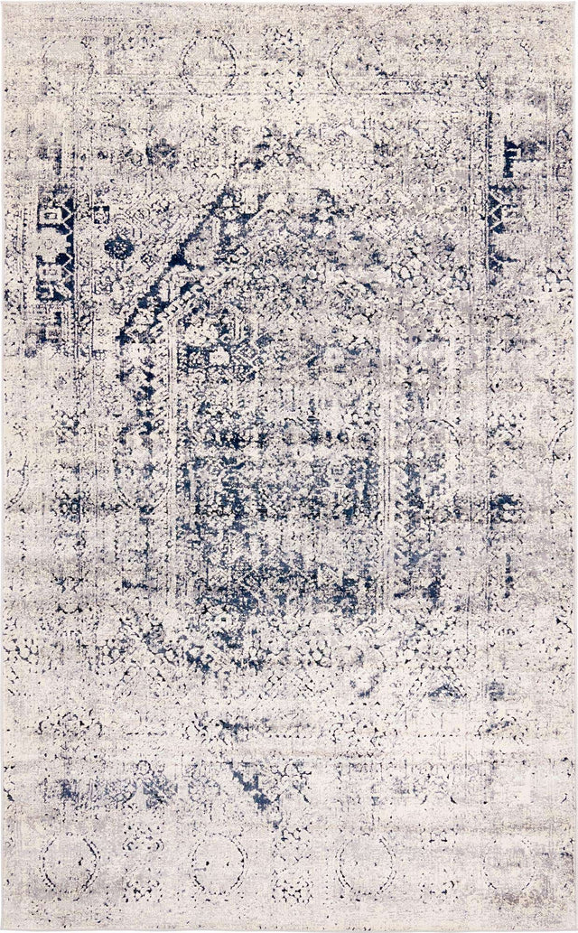 Gray 5' 3 x 8' Chateau Rectangle Area Rug 85% Polypropylene & 15% Chenille With Cotton Backing Traditional Vintage Distressed Carpet for Classical Interior Design Decorating for Sale at Rug Engine