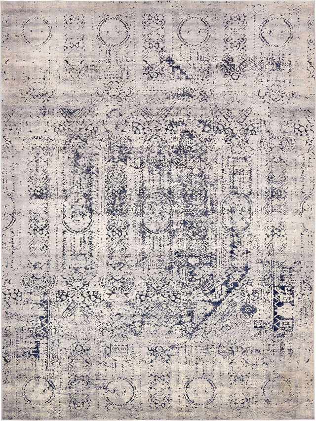 Gray 9' x 12' Chateau Rectangle Area Rug 85% Polypropylene & 15% Chenille With Cotton Backing Traditional Vintage Distressed Carpet for Classical Interior Design Decorating for Sale at Rug Engine