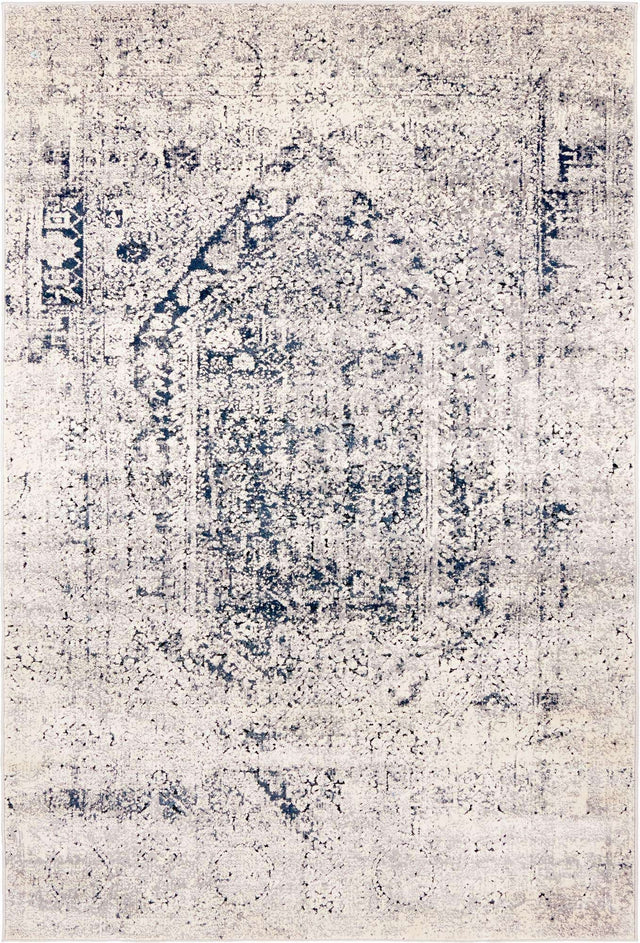 Gray 4' 1 x 6' 1 Chateau Rectangle Area Rug 85% Polypropylene & 15% Chenille With Cotton Backing Traditional Vintage Distressed Carpet for Classical Interior Design Decorating for Sale at Rug Engine