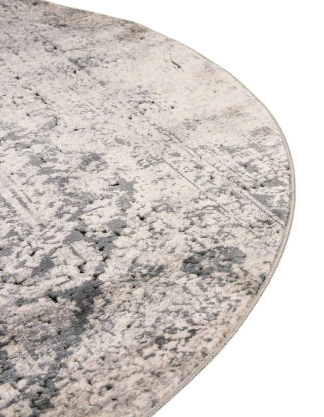 Gray 4' 1 x 4' 1 Chateau Round Area Rug 85% Polypropylene & 15% Chenille With Cotton Backing Traditional Vintage Distressed Carpet for Classical Interior Design Decorating for Sale at Rug Engine