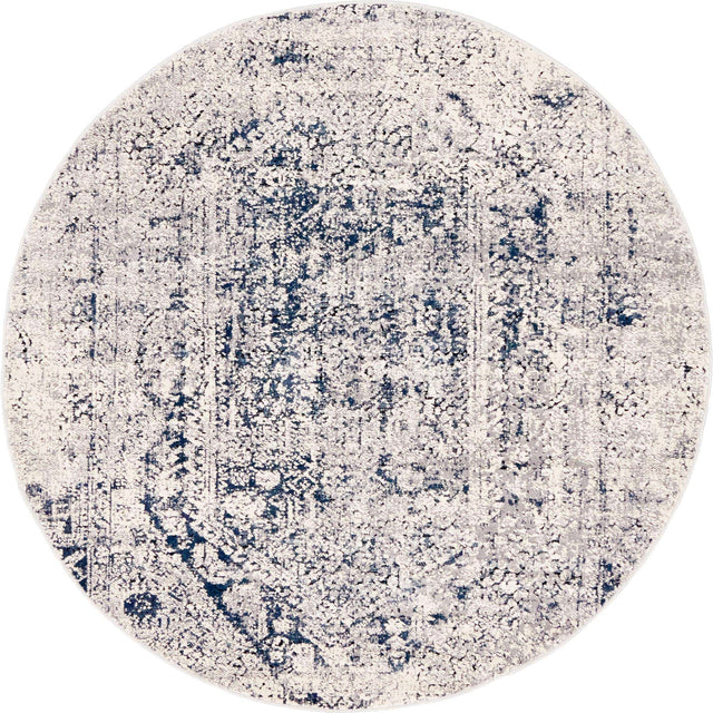 Gray 4' 1 x 4' 1 Chateau Round Area Rug 85% Polypropylene & 15% Chenille With Cotton Backing Traditional Vintage Distressed Carpet for Classical Interior Design Decorating for Sale at Rug Engine