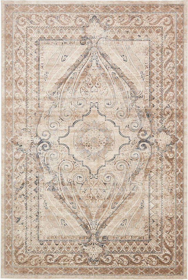 Beige 10' x 14' 5 Chateau Rectangle Area Rug 85% Polypropylene & 15% Chenille With Cotton Backing Traditional Vintage Distressed Carpet for Classical Interior Design Decorating for Sale at Rug Engine