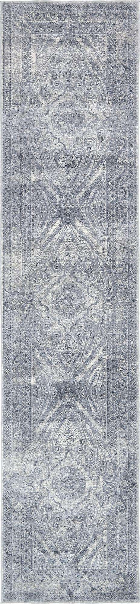 Dark Blue 3' 1 x 13' 1 Chateau Runner Area Rug 85% Polypropylene & 15% Chenille With Cotton Backing Traditional Vintage Distressed Carpet for Classical Interior Design Decorating for Sale at Rug Engine