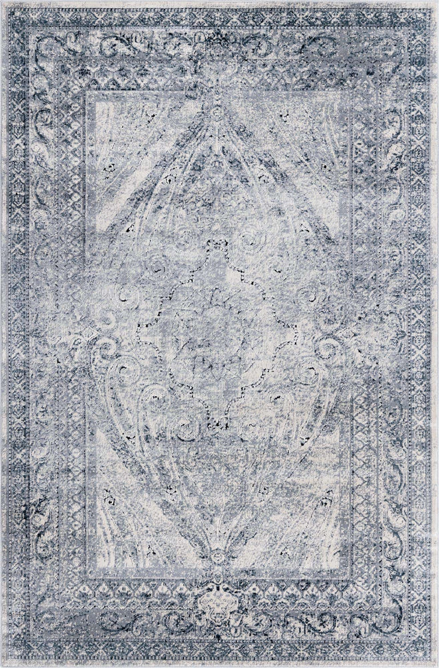 Dark Blue 4' 1 x 6' 1 Chateau Rectangle Area Rug 85% Polypropylene & 15% Chenille With Cotton Backing Traditional Vintage Distressed Carpet for Classical Interior Design Decorating for Sale at Rug Engine