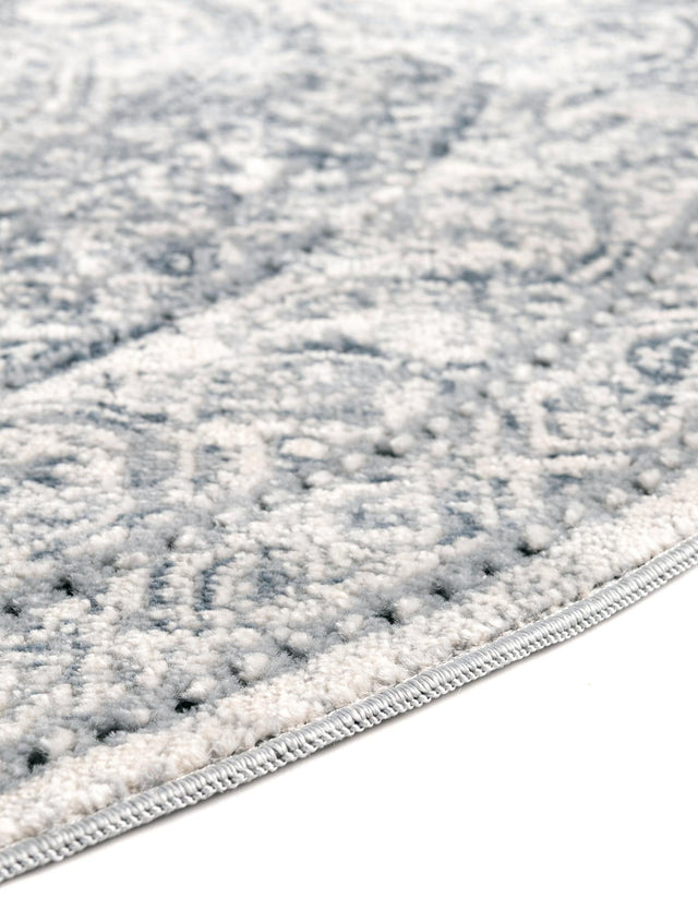 Dark Blue 4' 1 x 4' 1 Chateau Round Area Rug 85% Polypropylene & 15% Chenille With Cotton Backing Traditional Vintage Distressed Carpet for Classical Interior Design Decorating for Sale at Rug Engine