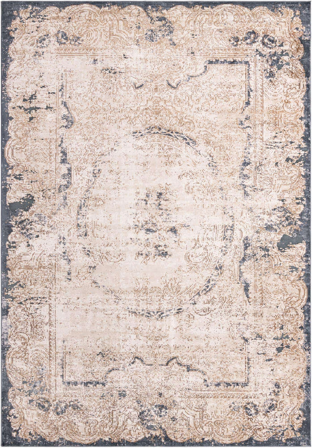Cream 10' x 14' 5 Chateau Rectangle Area Rug 85% Polypropylene & 15% Chenille With Cotton Backing Traditional Vintage Distressed Carpet for Classical Interior Design Decorating for Sale at Rug Engine