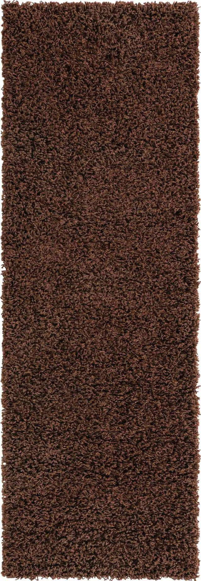 Chocolate Brown 2' 1 x 6' 5 Solid Shag Runner Area Rug Thick Soft Touch Fluffy & Plush Shaggy Pile Durable Minimalist Carpet for Classic Interior Design for Sale at Rug Engine