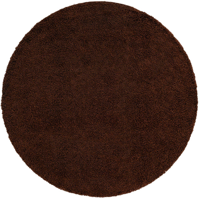 Chocolate Brown 7' 10 x 7' 10 Solid Shag Round Area Rug Thick Soft Touch Fluffy & Plush Shaggy Pile Durable Minimalist Carpet for Classic Interior Design for Sale at Rug Engine