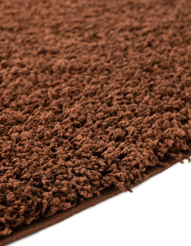 Chocolate Brown 4' 1 x 4' 1 Solid Shag Round Area Rug Thick Soft Touch Fluffy & Plush Shaggy Pile
