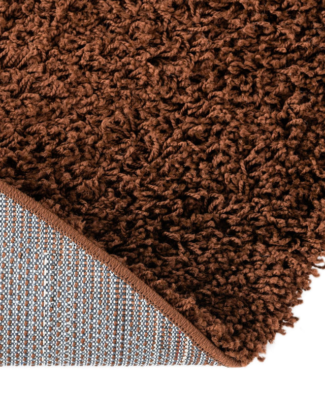 Chocolate Brown 4' 1 x 4' 1 Solid Shag Round Area Rug Thick Soft Touch Fluffy & Plush Shaggy Pile