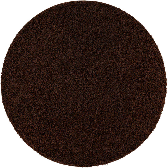 Chocolate Brown 6' 1 x 6' 1 Solid Shag Round Area Rug Thick Soft Touch Fluffy & Plush Shaggy Pile Durable Minimalist Carpet for Classic Interior Design for Sale at Rug Engine