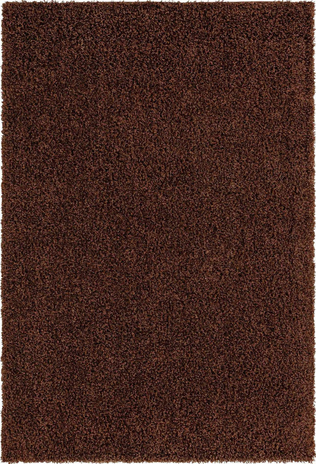 Chocolate Brown 4' 1 x 6' 1 Solid Shag Rectangle Area Rug Thick Soft Touch Fluffy & Plush Shaggy Pile Durable Minimalist Carpet for Classic Interior Design for Sale at Rug Engine