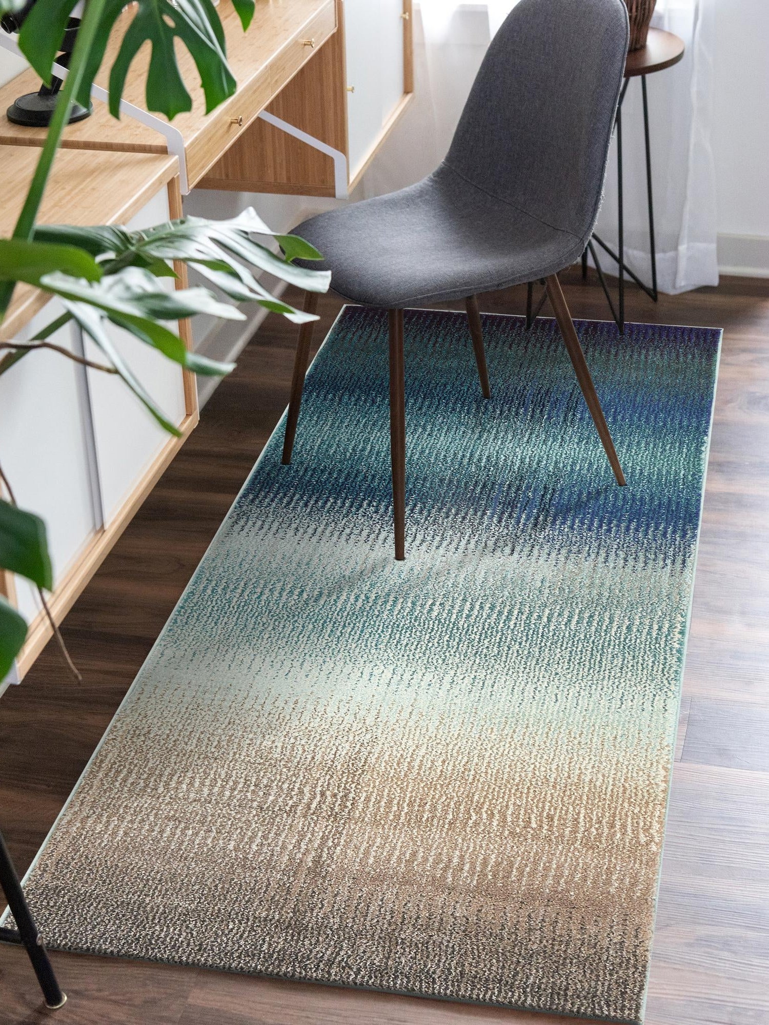 Blue 2' 7 x 10' Estrella Runner Area Rug 100% Polypropylene Non-Shedding Stain Resistant Carpet Colorful Modern Abstract Design Easy Clean for Home Decor for Sale at Rug Engine