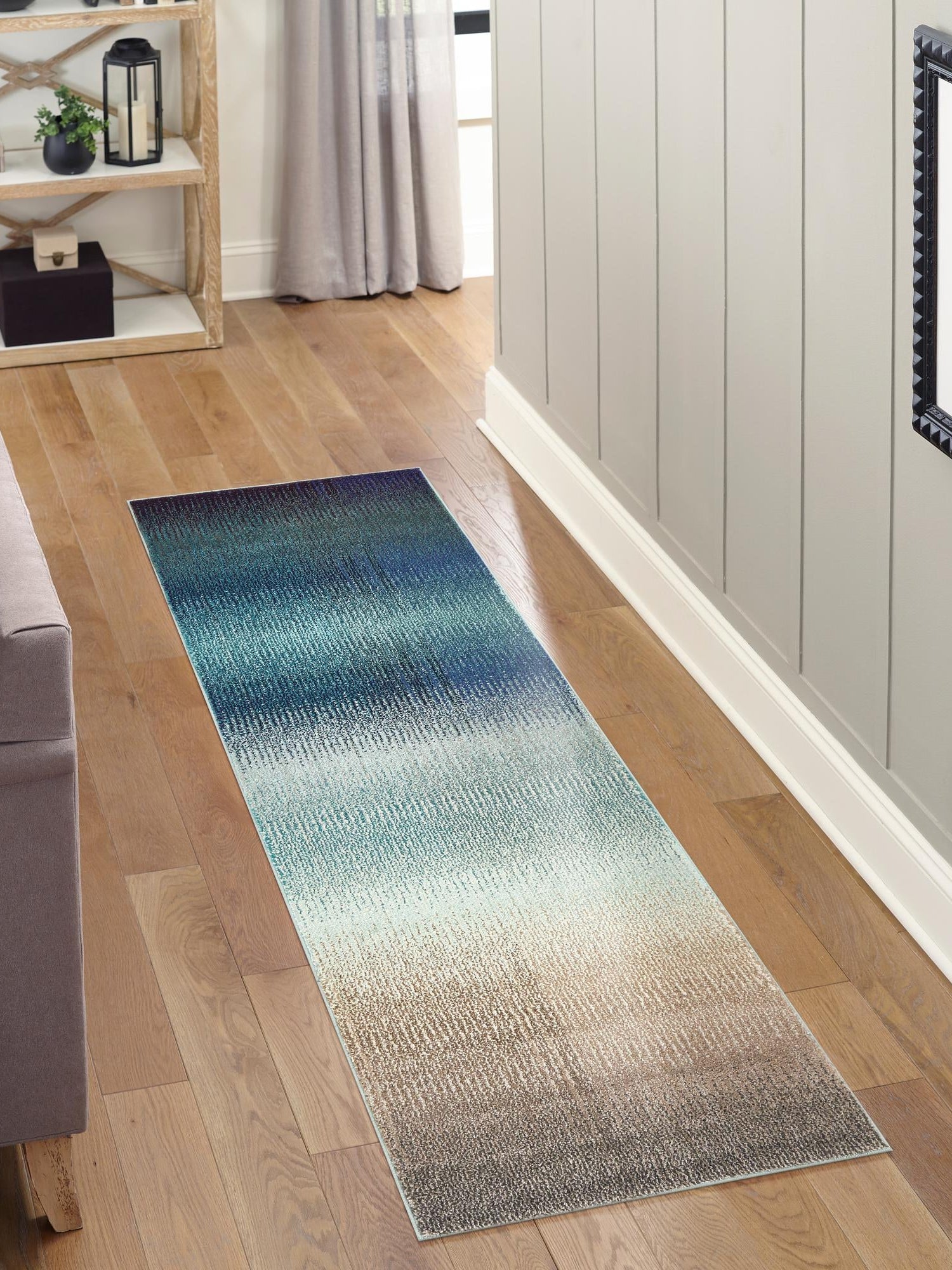 Blue 2' 7 x 10' Estrella Runner Area Rug 100% Polypropylene Non-Shedding Stain Resistant Carpet Colorful Modern Abstract Design Easy Clean for Home Decor for Sale at Rug Engine