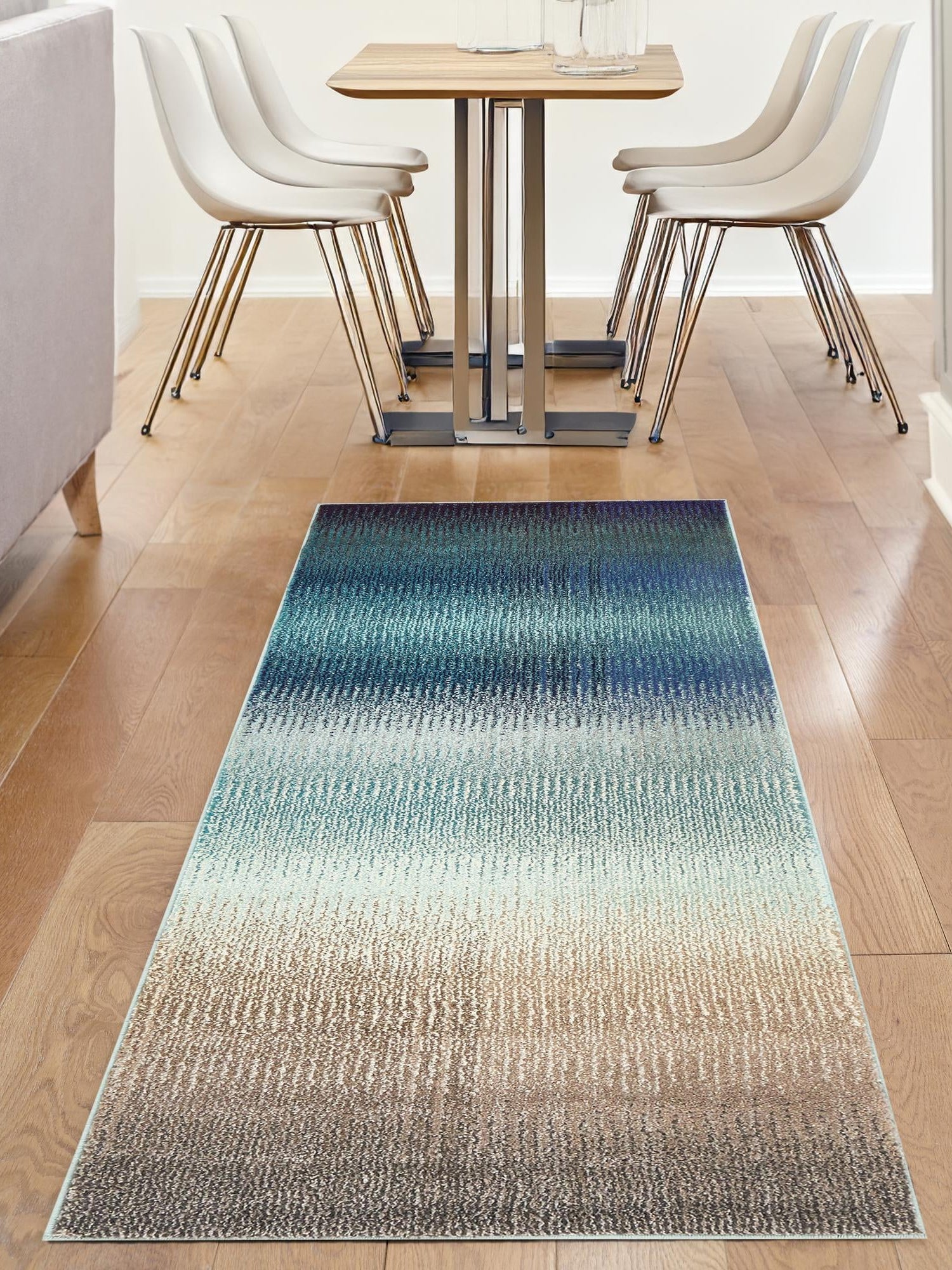 Blue 2' 7 x 10' Estrella Runner Area Rug 100% Polypropylene Non-Shedding Stain Resistant Carpet Colorful Modern Abstract Design Easy Clean for Home Decor for Sale at Rug Engine